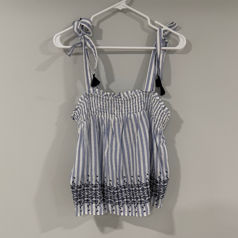 Old Navy Navy and White Striped Blouse